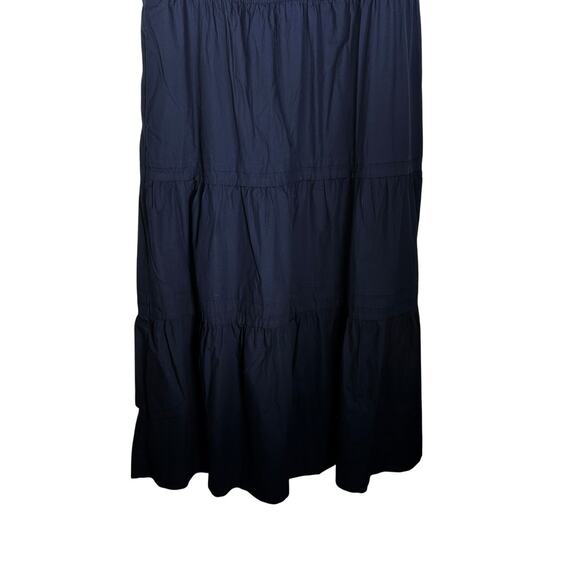 New Quince Women's Navy Blue Tiered Maxi Dress 2X Plus Organic Cotton Poplin - Picture 6 of 11